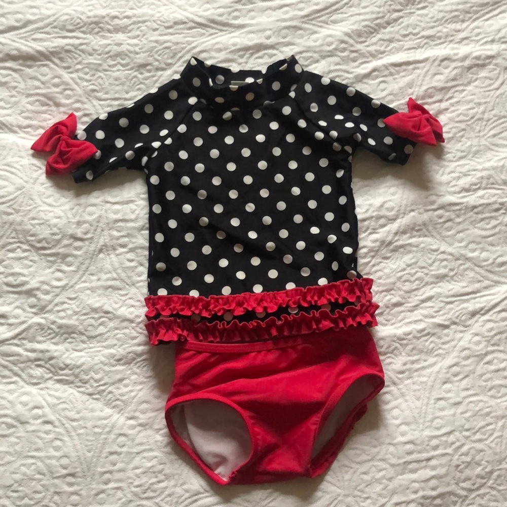 Ruffle butts rash guard style swim suit